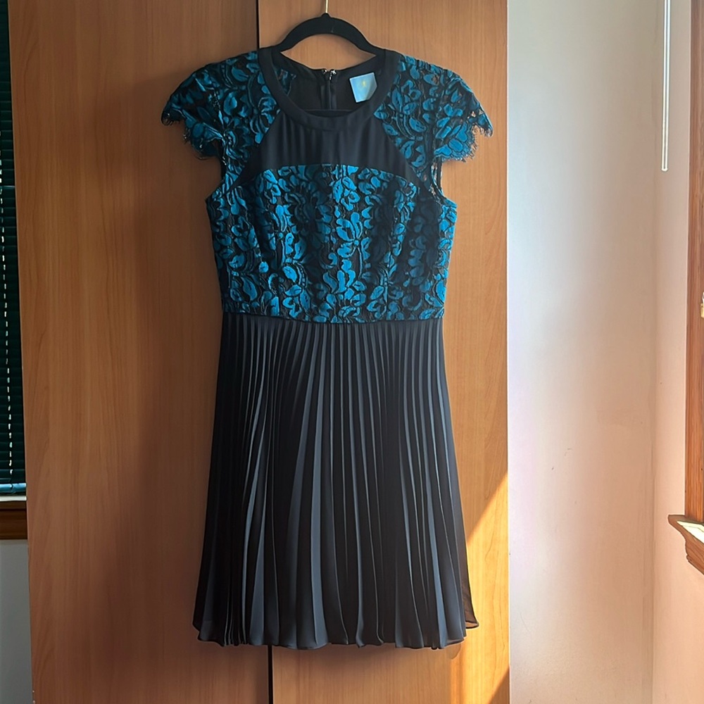 CeCe Blue Flower Lace Mini Dress